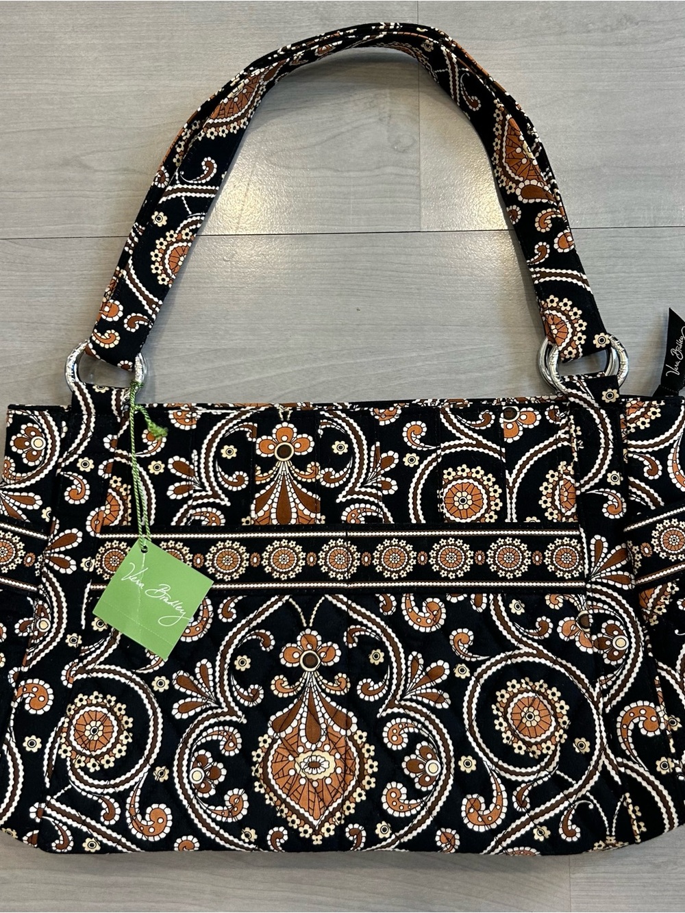 NWT Vera Bradley Stephanie Shoulder Bag Caffe Latte Quilted Cotton Purse
